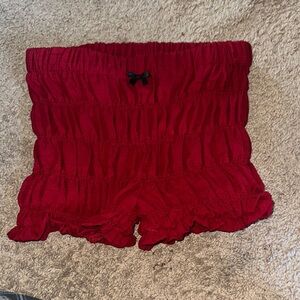 SHEIN Red High Waist Ruffled Shorts